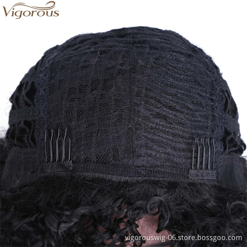 Vigorous Short Big Afro Kinky Curly Wigs for Black Women Premium Synthetic Hair Wigs Natural Looking Hair Replacement Wig